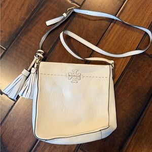 Tory Burch Cream Crossbody Bag with Tassel